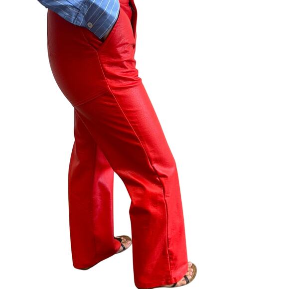 Princess Polly Poppy Red faux leather Pants Size 4 - Picture 8 of 8